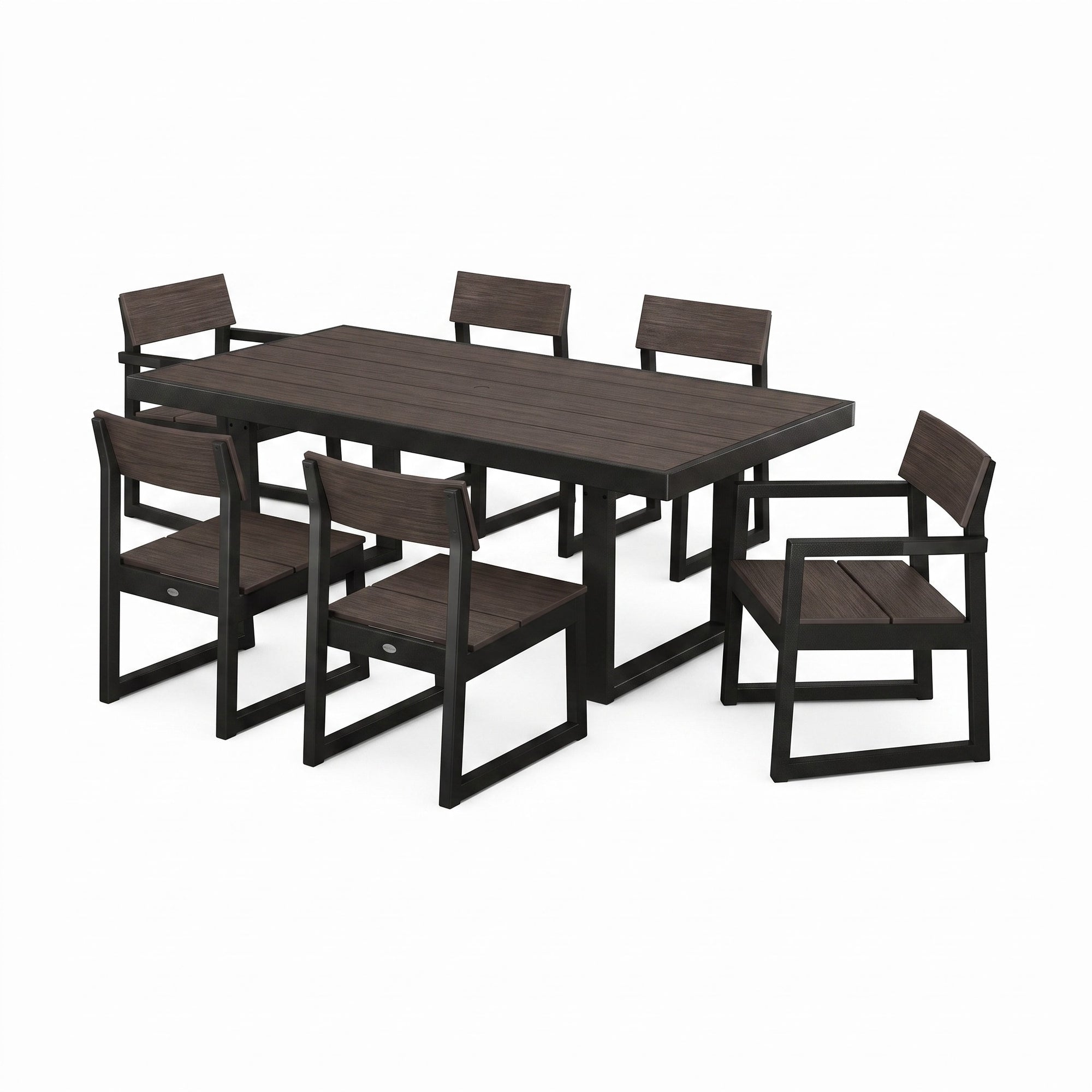Polywood EDGE Two-Tone 7-Piece Dining Set — Black / Driftwood two-tone