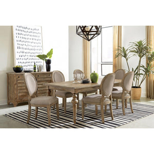 Flagstaff extension dining table with six oval-back upholstered side chairs — view 1