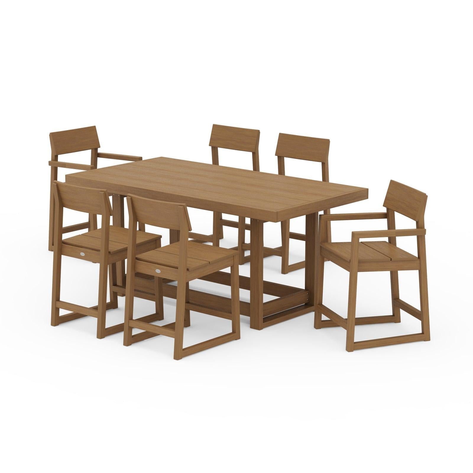 Polywood EDGE 7-Piece Counter Set - Select Two-Tone & GenuineGrain Finishes — Natural