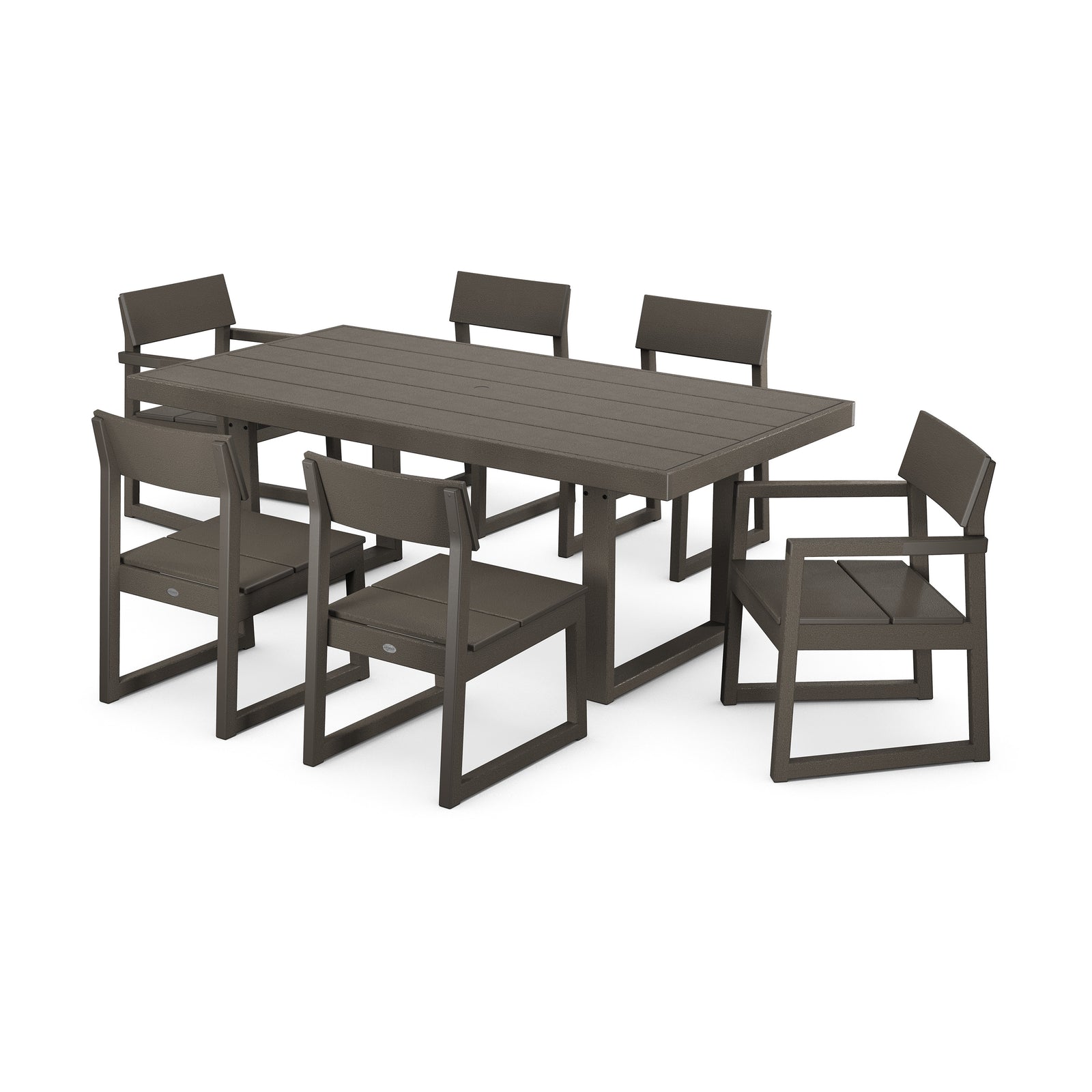 Polywood EDGE 7-Piece Dining Set - Select Two-Tone & Vintage Finishes — Vintage Coffee