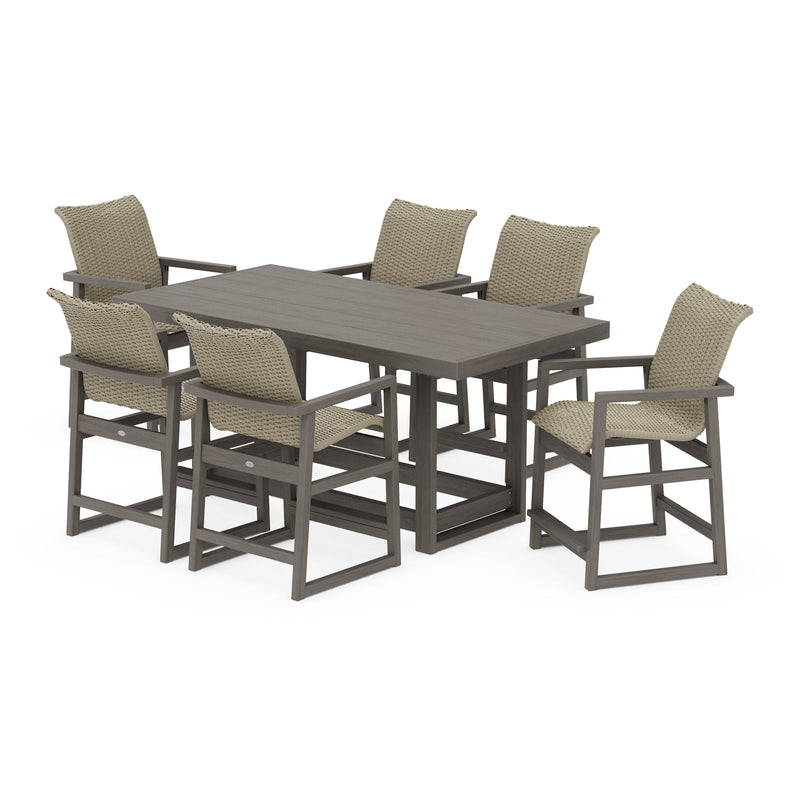 Polywood EDGE Woven 7-Piece Counter Set - Two-Tone