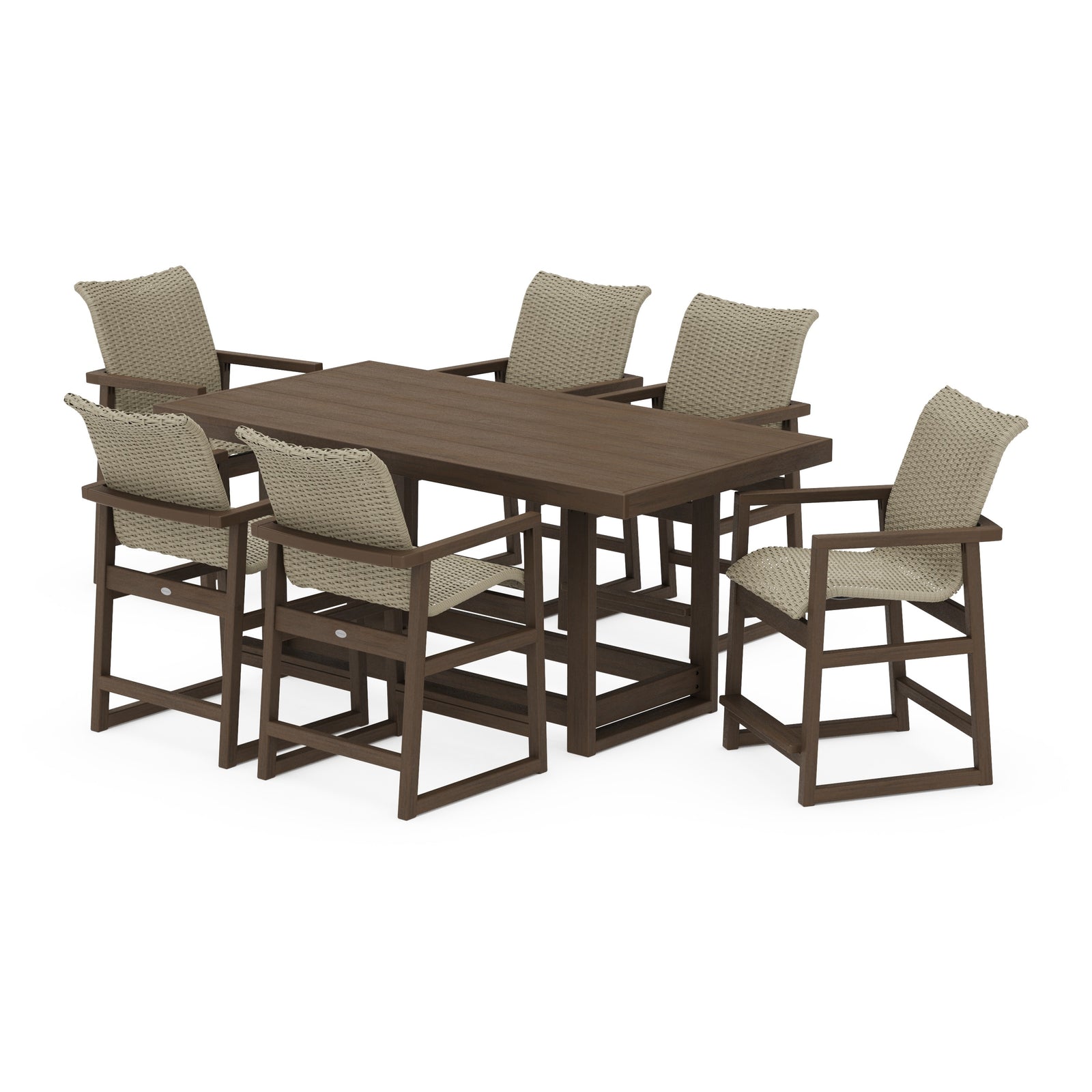 Polywood EDGE Woven 7-Piece Counter Set - Two-Tone