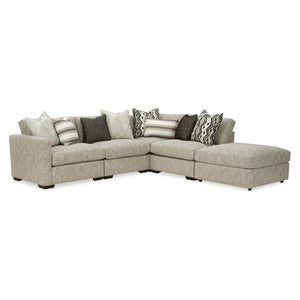 Rhodes 41 Modular 5-Pc Sectional in Rhodes-41 pebble tweed, angled view — view 1
