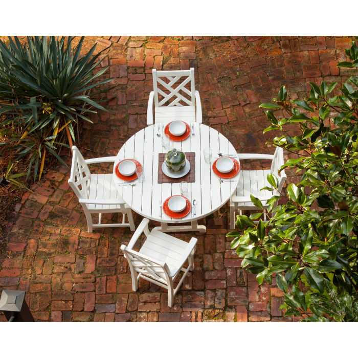 POLYWOOD 48" Round Outdoor Table -Farmhouse Style Dining, Counter or Bar Height