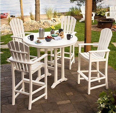 POLYWOOD 48" Round Outdoor Table -Farmhouse Style Dining, Counter or Bar Height