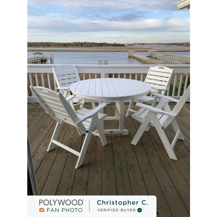 POLYWOOD 48" Round Outdoor Table -Farmhouse Style Dining, Counter or Bar Height