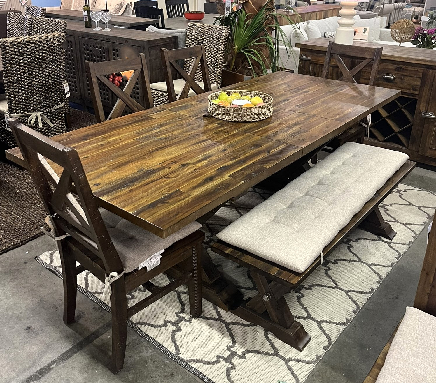 Rustic Extendable Dining Set with Butterfly Leaf (75-94")