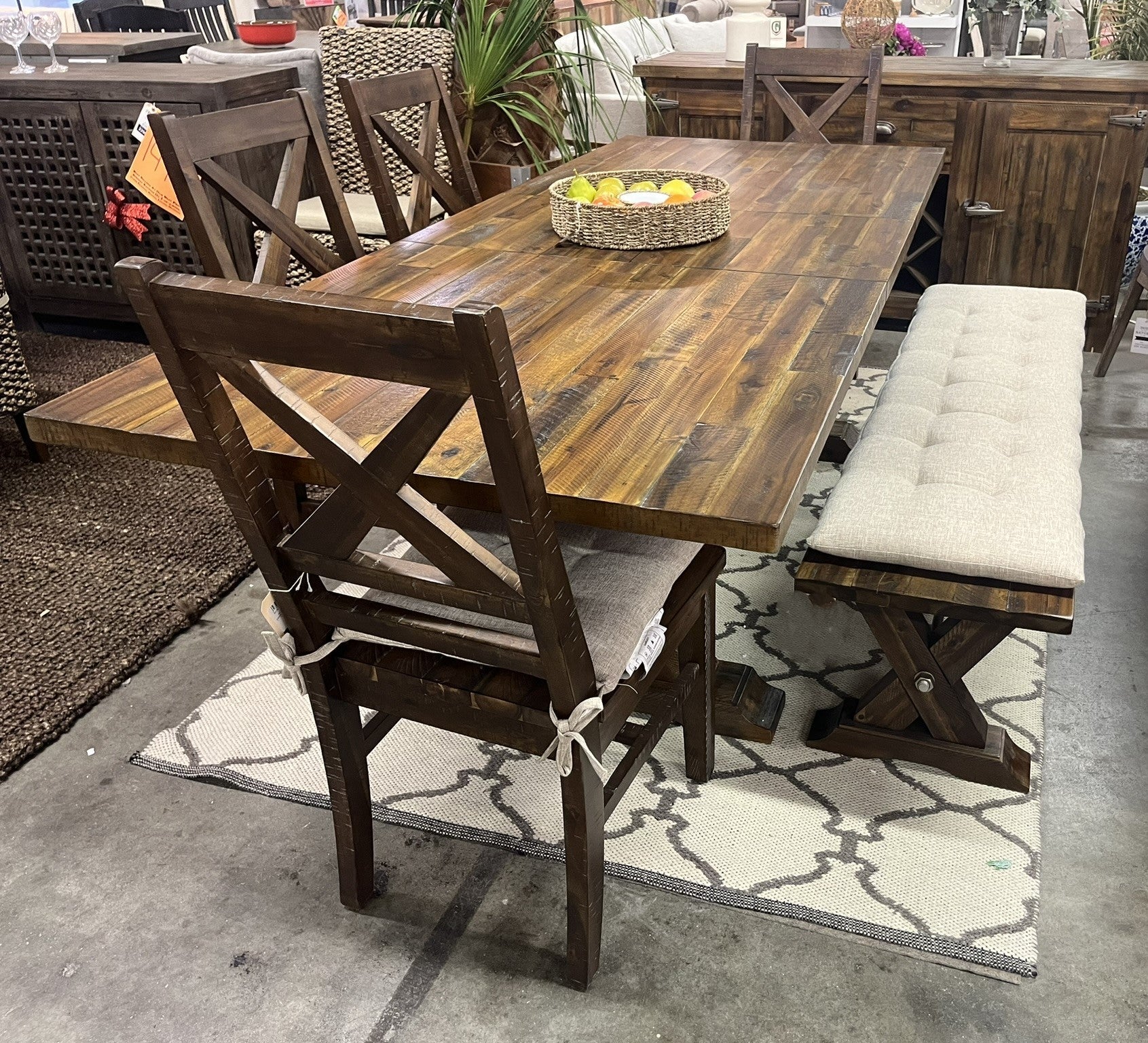 Rustic Extendable Dining Set with Butterfly Leaf (75-94")