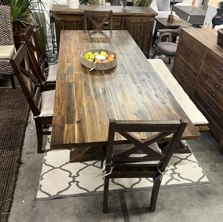 Rustic Extendable Dining Set with Butterfly Leaf (75-94")