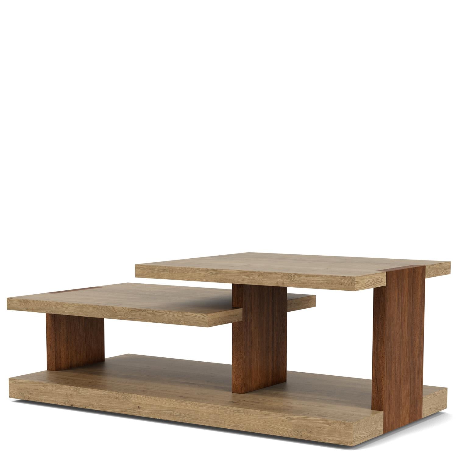 Oak & Walnut Tiered 48" Coffee Table
