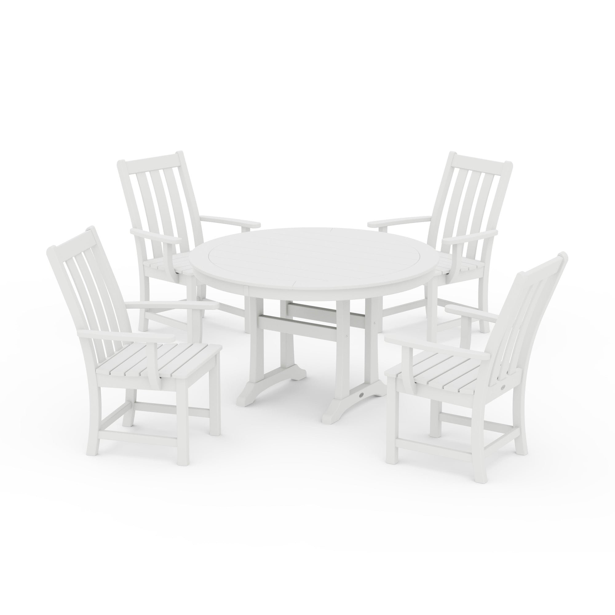 Vineyard 5-Piece Round Dining Set with Trestle Legs