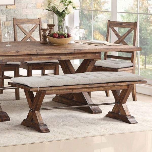 Rustic Dining Bench 60" with Cushion