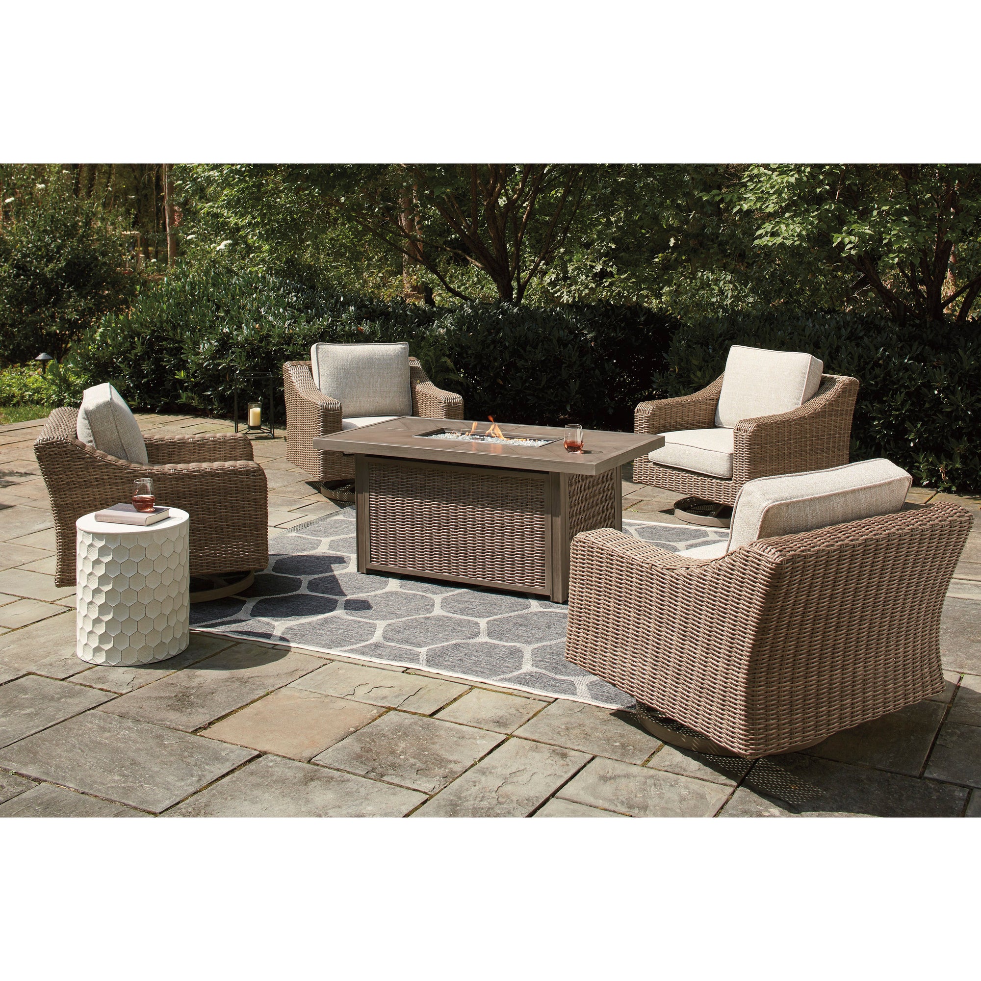 Fire Island Mist Outdoor 58" Firepit Table