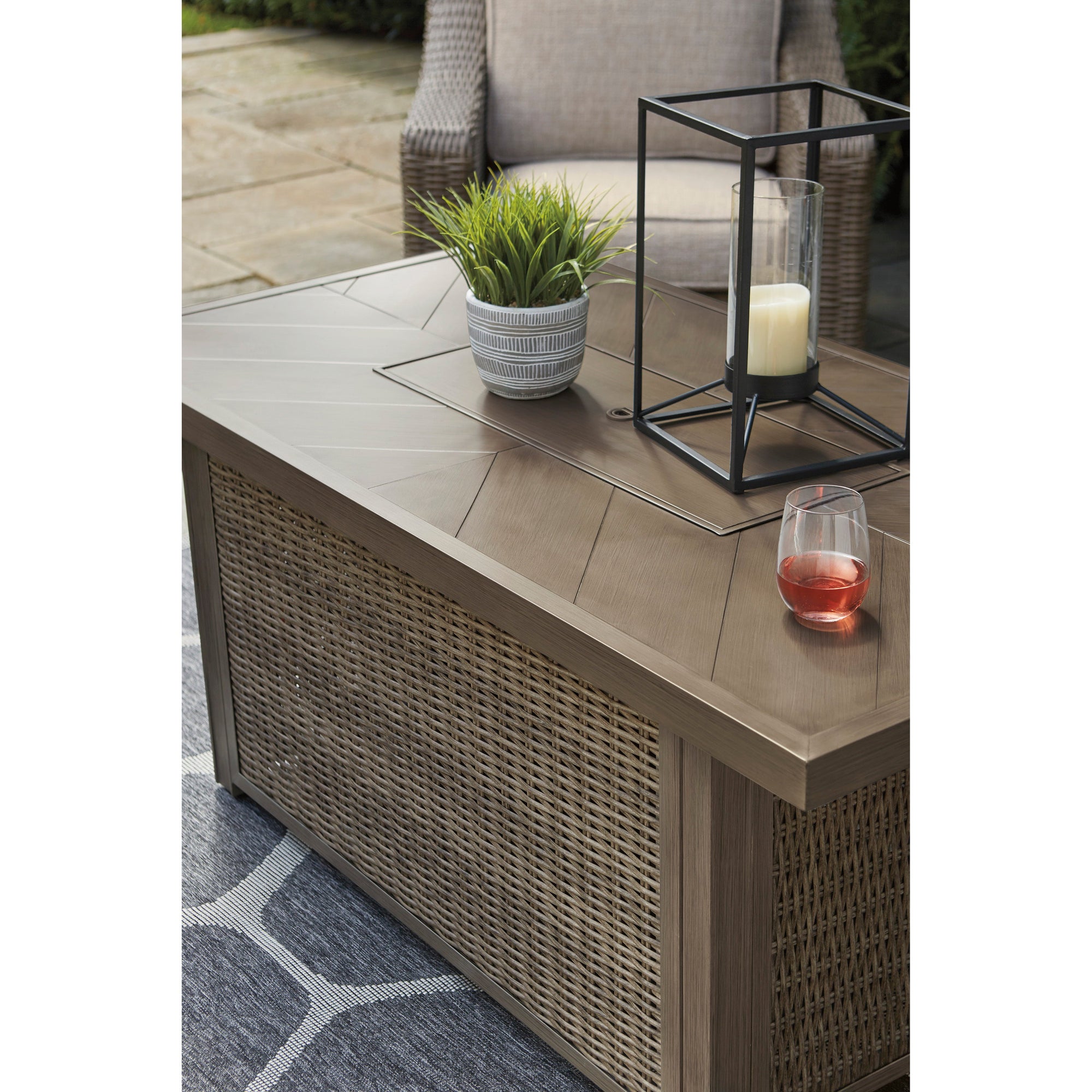 Fire Island Mist Outdoor 58" Firepit Table