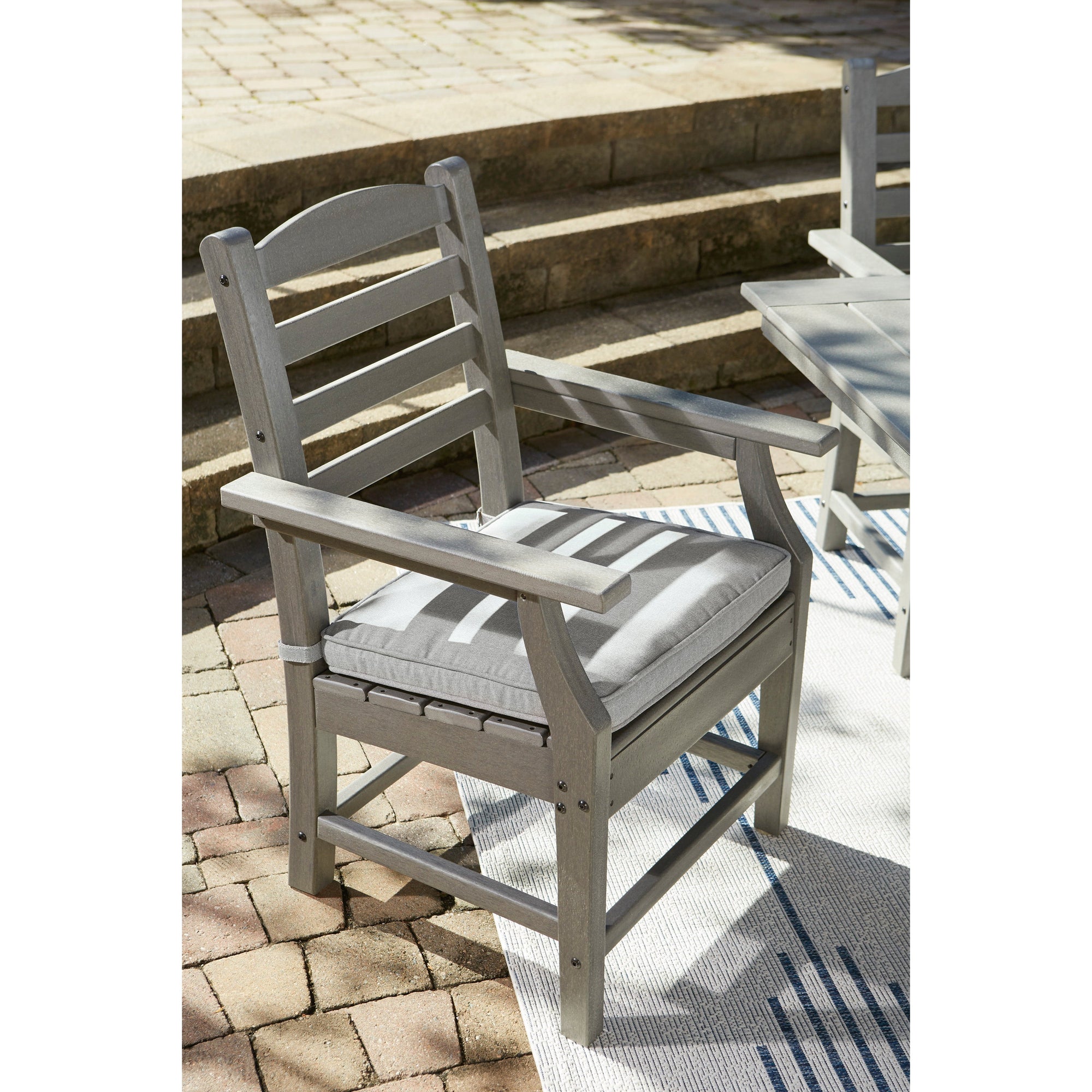 Poly Grey 6pc Outdoor Dining Set with Bench with FREE Cushions