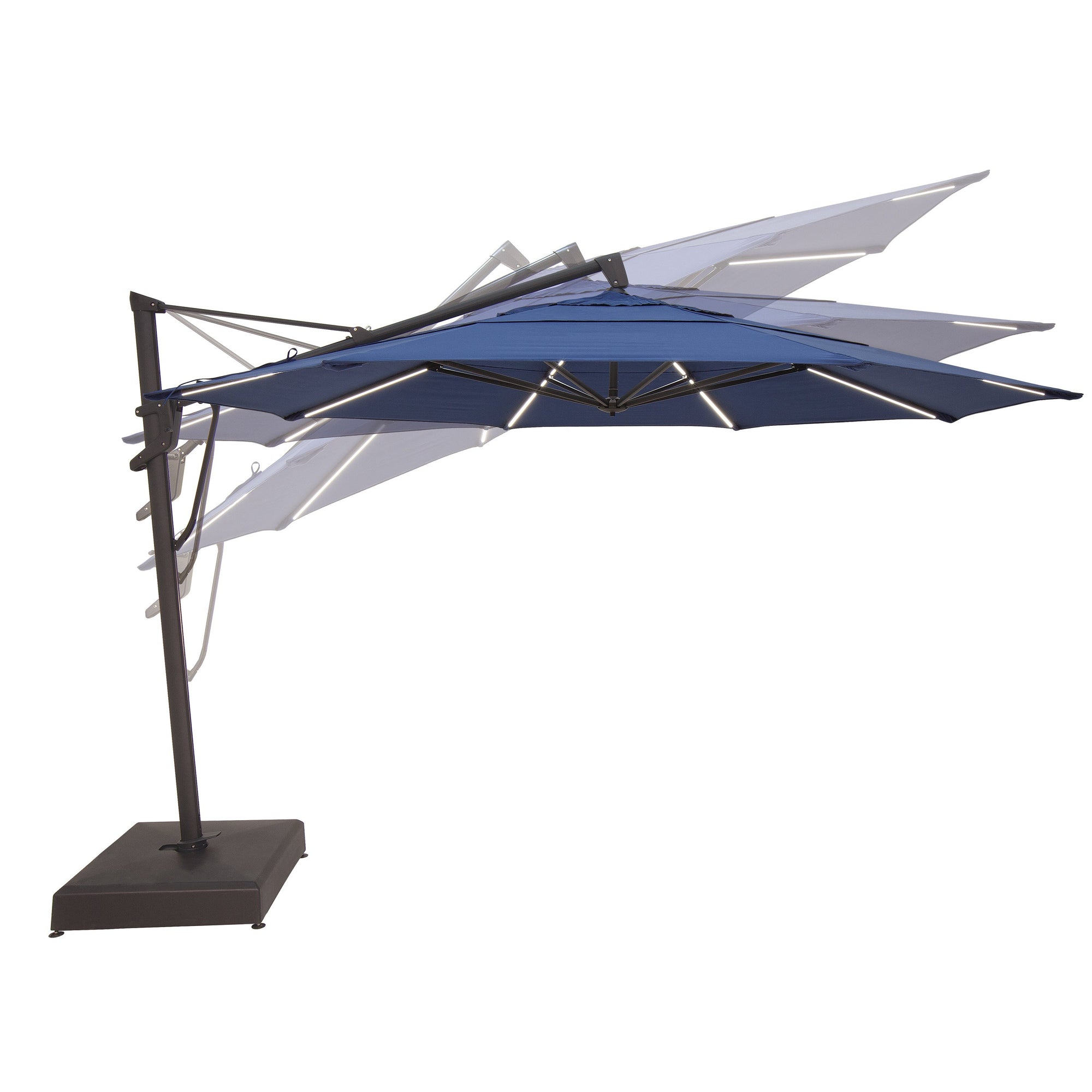 Treasure Garden 13-ft Outdoor Patio Umbrella with Lux Lighting, Octagonal Cantilever with Fixed or Rolling Base