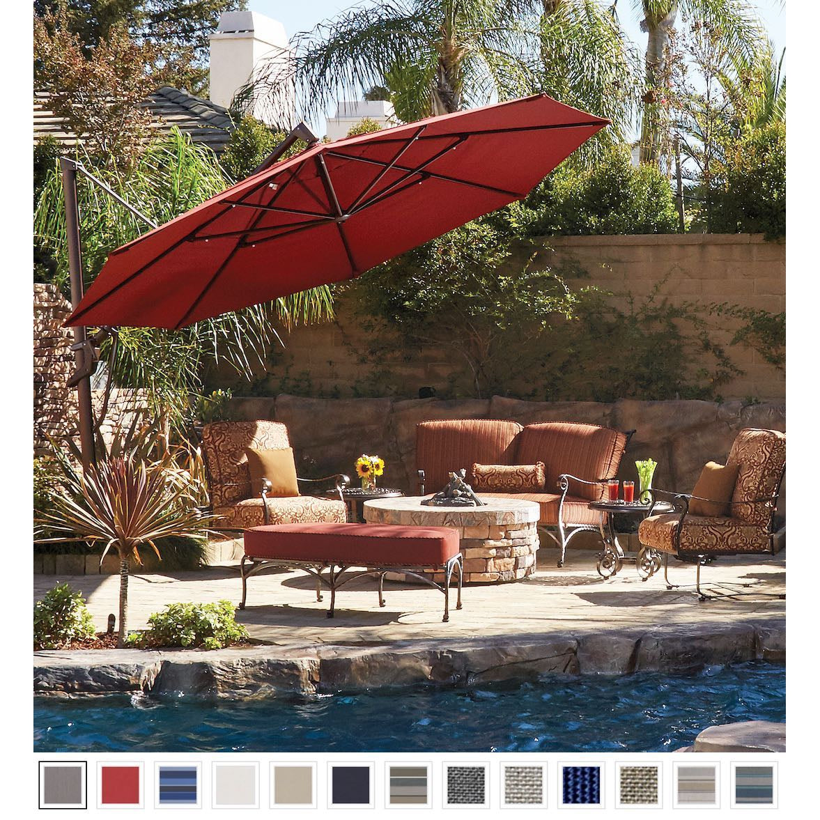 13-Foot Lux Lighting Octagonal Cantilever Outdoor Patio Umbrella with Fixed Base or Rolling  Base*