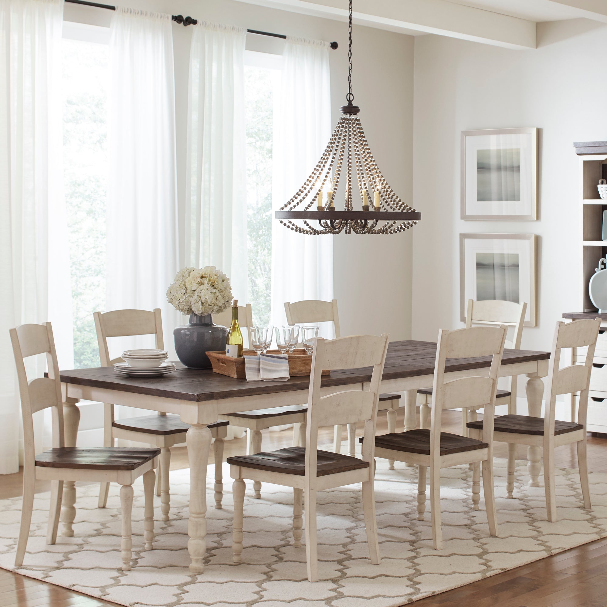 Loft 7-Pc Extendable Dining Set (84"-106")in Vintage White
