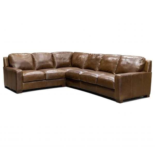 York 4 Piece Top Grain Leather Sectional in Walnut