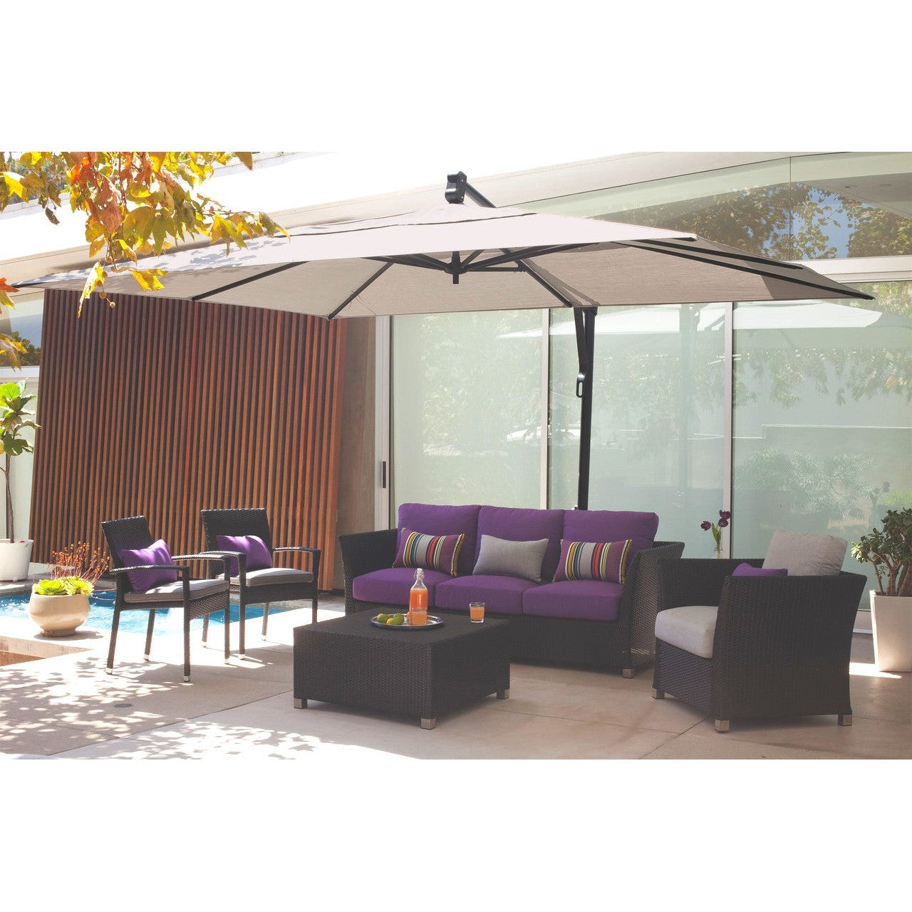 Treasure Garden 10x13 Foot Cantilever Umbrella with Base Rectangular