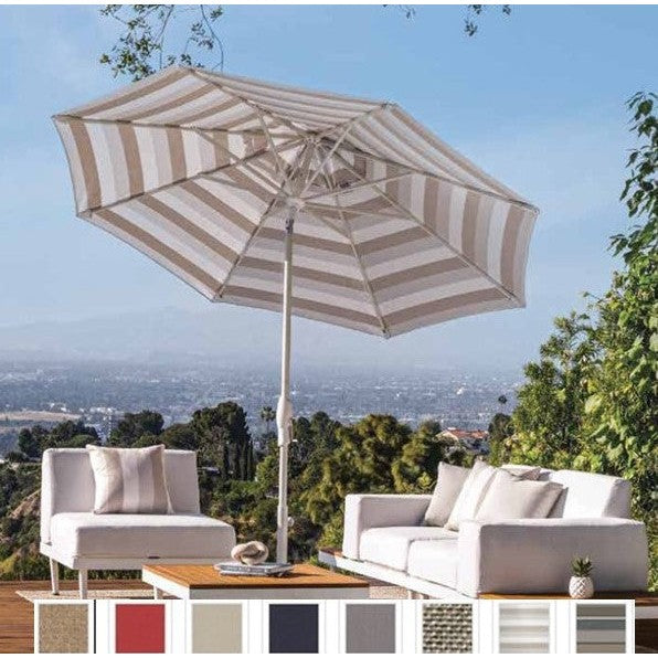11 ft striped patio umbrella Best Choice Products 10ft Outdoor Steel Market w/ Crank, Tilt Push Button, 6 Ribs lasting stability Garden Reflections 11' Round Patio