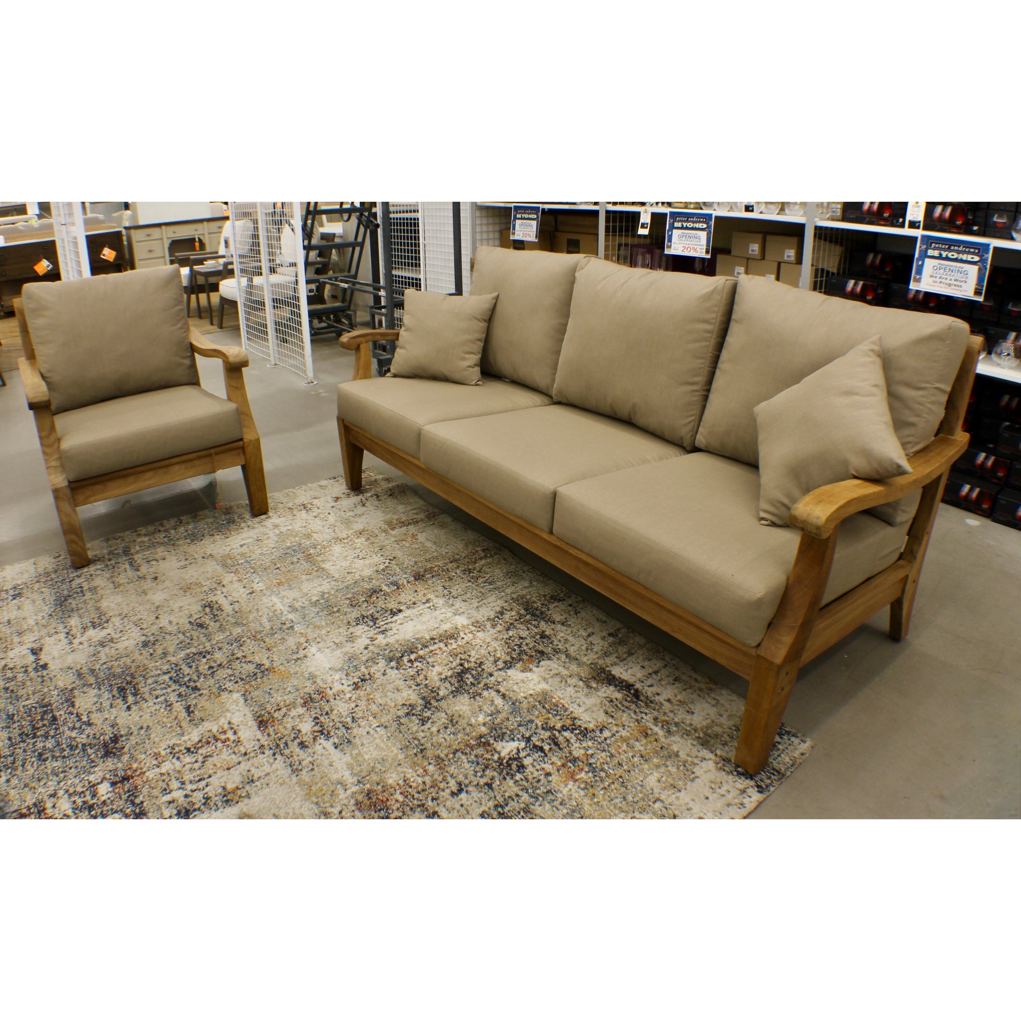 Bermuda Teak 3pc Outdoor Patio Seating Set