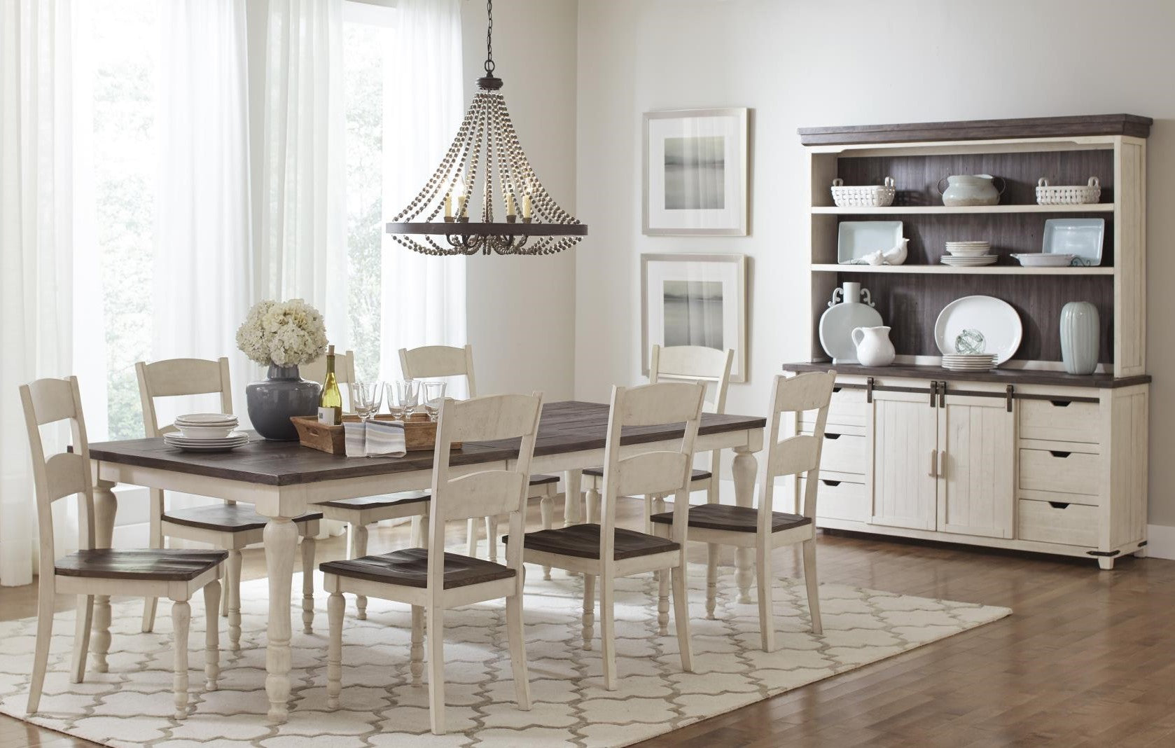 Loft Server &amp; Hutch Set in Vintage White