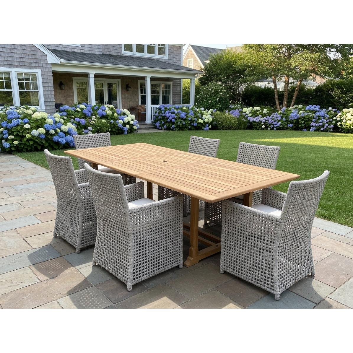Bali Teak 7pc Outdoor Dining Set with 6 Sands Point chairs