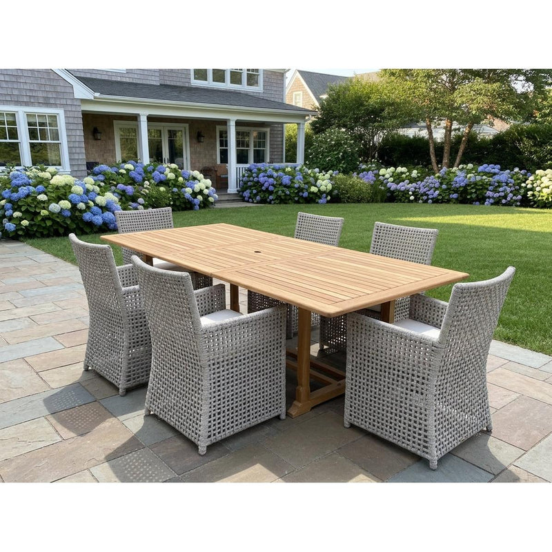 Bali Teak 7pc Outdoor Dining Set with 6 Sands Point chairs
