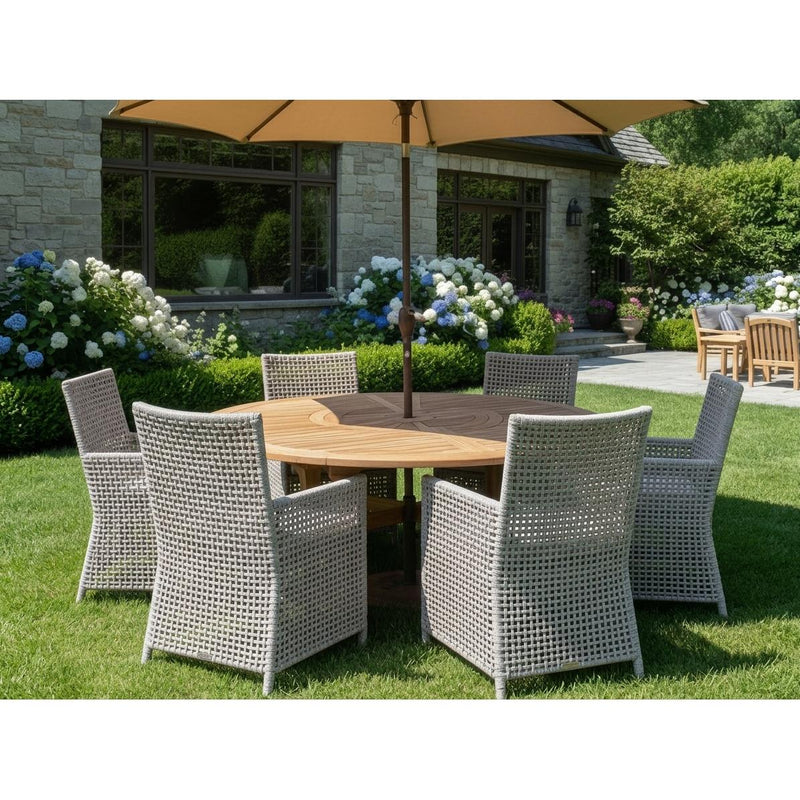 Komodo Teak 7pc Outdoor Dining Set with 6 Sands Point chairs