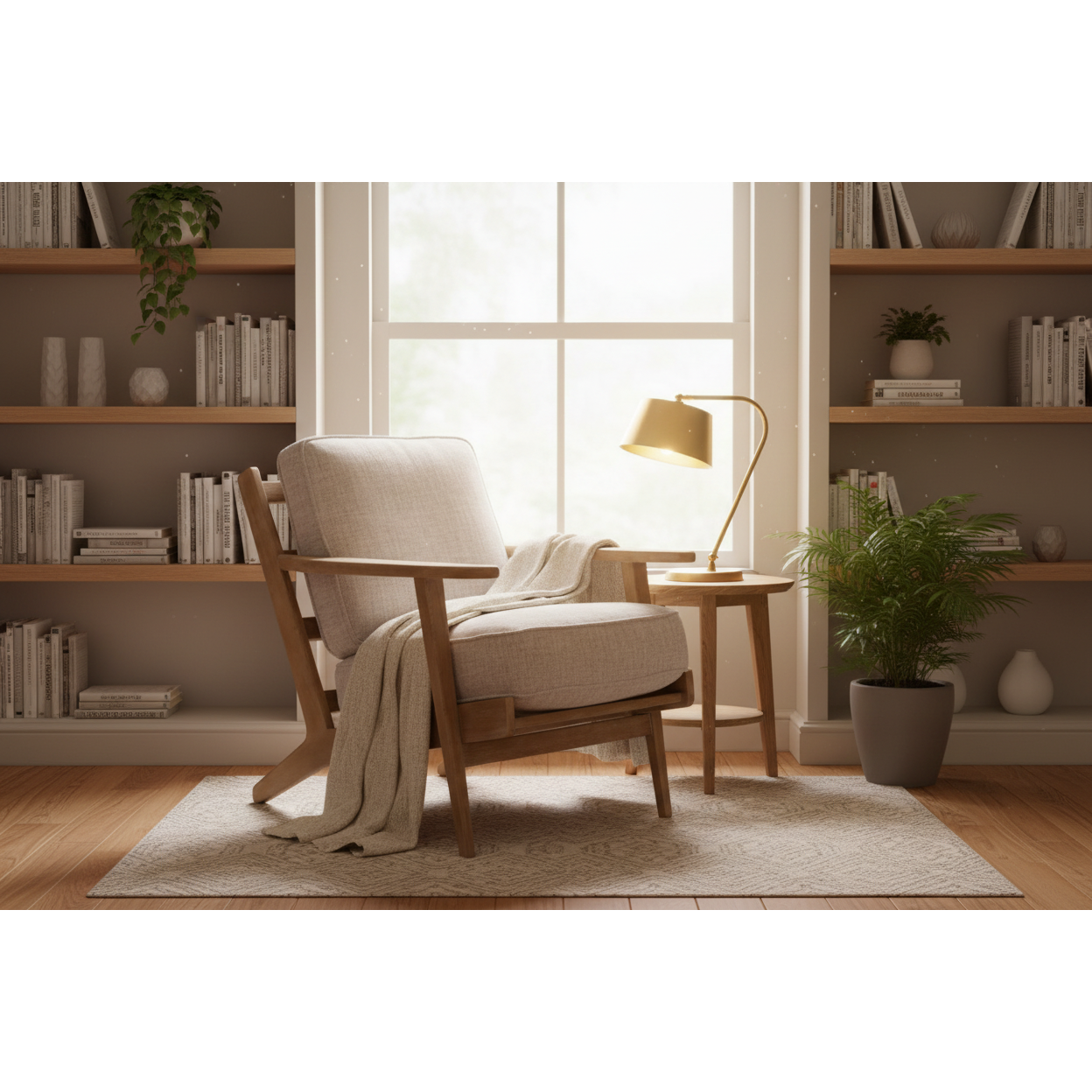 Mid-Century Modern Accent Chair - Natural Finish