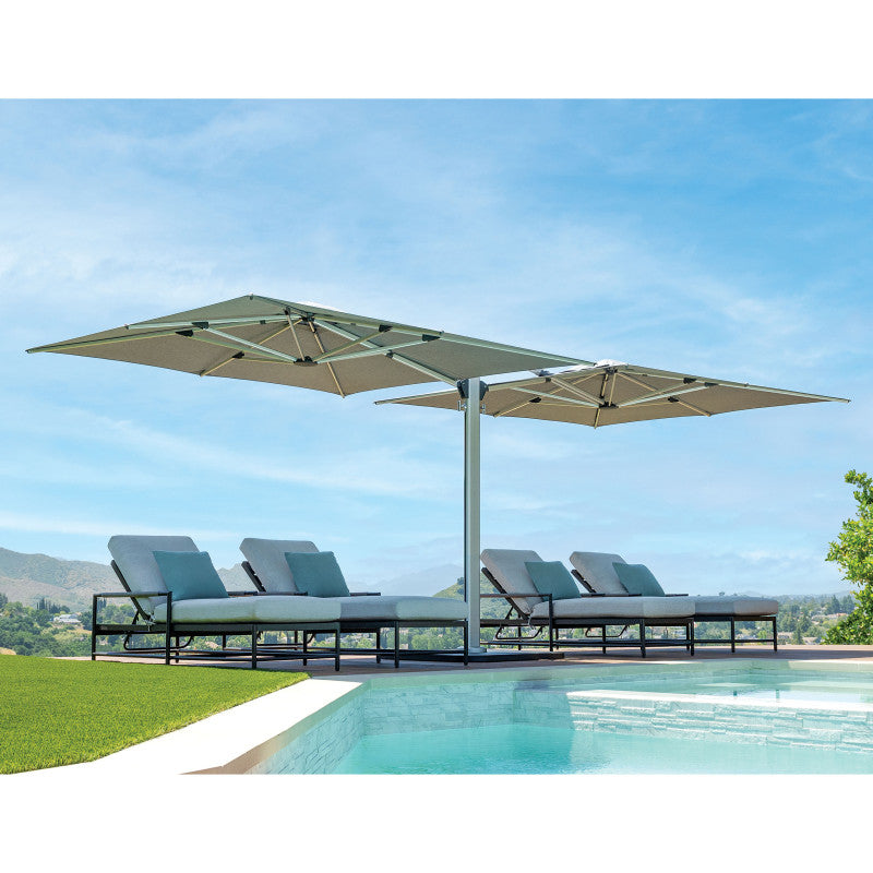 Gemini 10&#39; Square Double-sided Aluminum Commercial Cantilever Patio Umbrella with SUNBRELLA Grade A High Performance Fabric