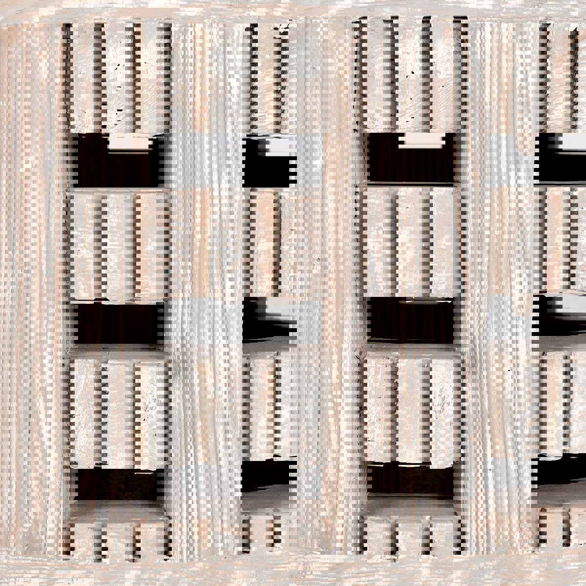 Becky Reclaimed Pine 41&quot; Round Coffee Table Timeworn Cream/Travertine