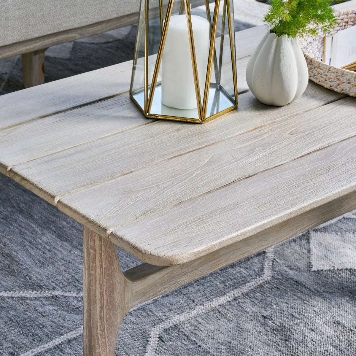 Gray Teak Outdoor Coffee Table 55&quot; &quot;Dawn&quot;