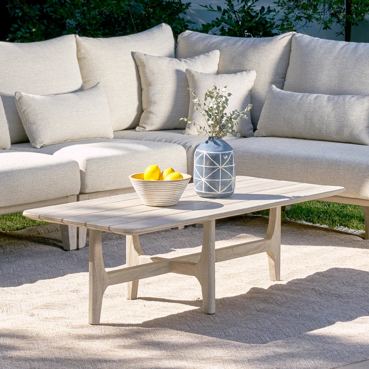 Gray Teak Outdoor Coffee Table 55&quot; &quot;Dawn&quot;
