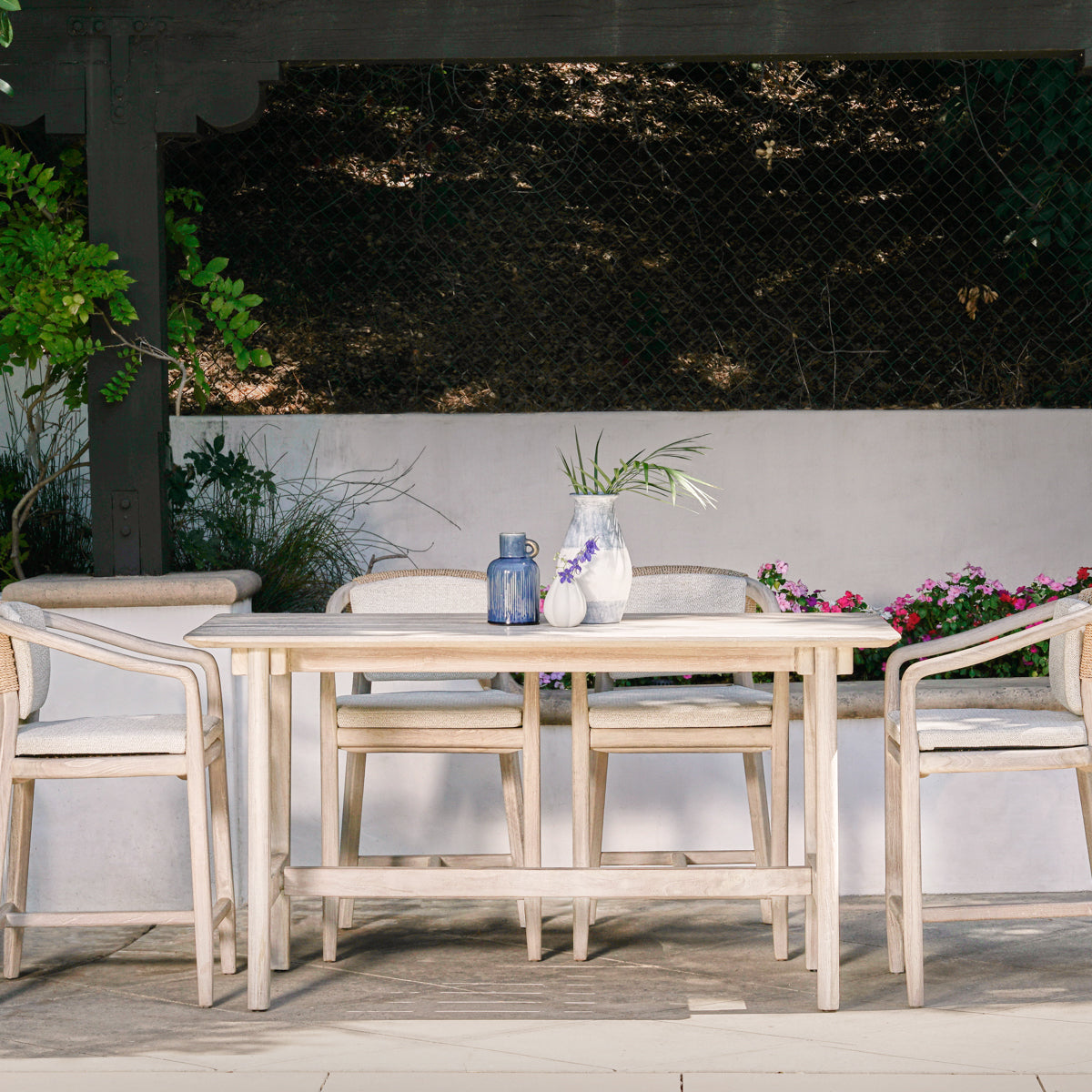 Gray Teak Outdoor Counter Table 67"