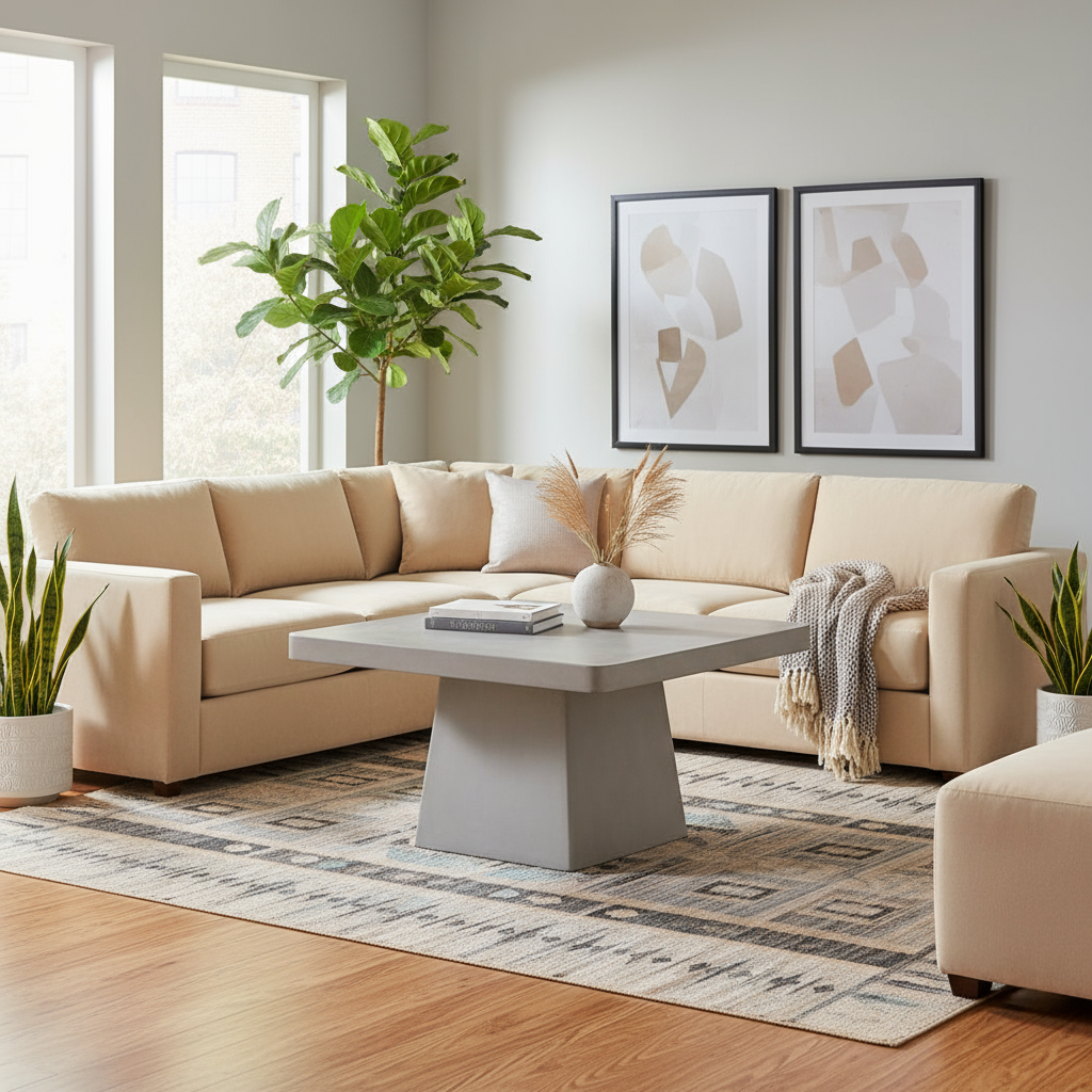 Marble Top Architectural Coffee Table 31" Slate Gray