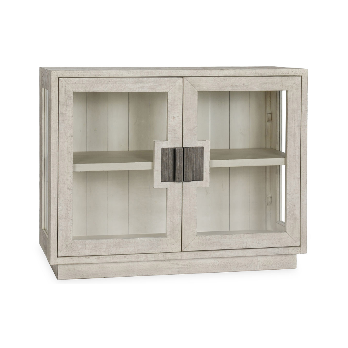 Larson Reclaimed Pine 2-Door Cabinet Distressed Ivory