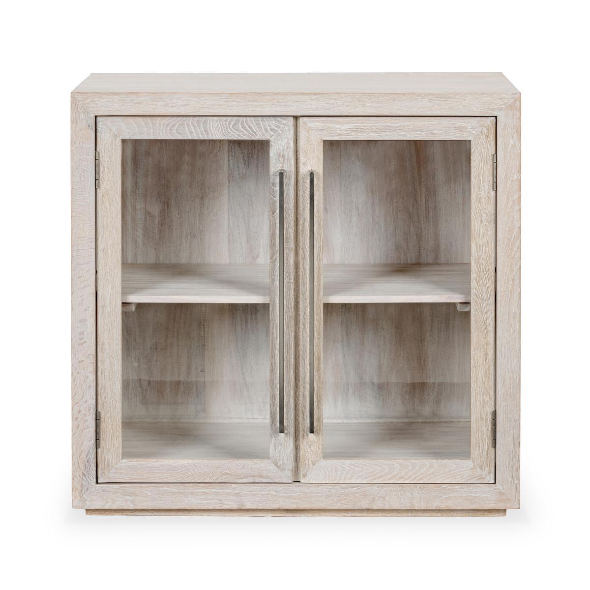 Bradley Oak Wood 2-Door Cabinet White Wash