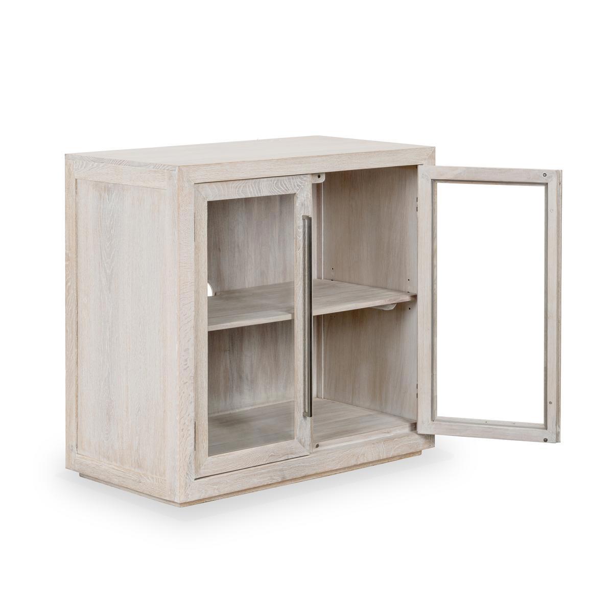 Bradley Oak Wood 2-Door Cabinet White Wash