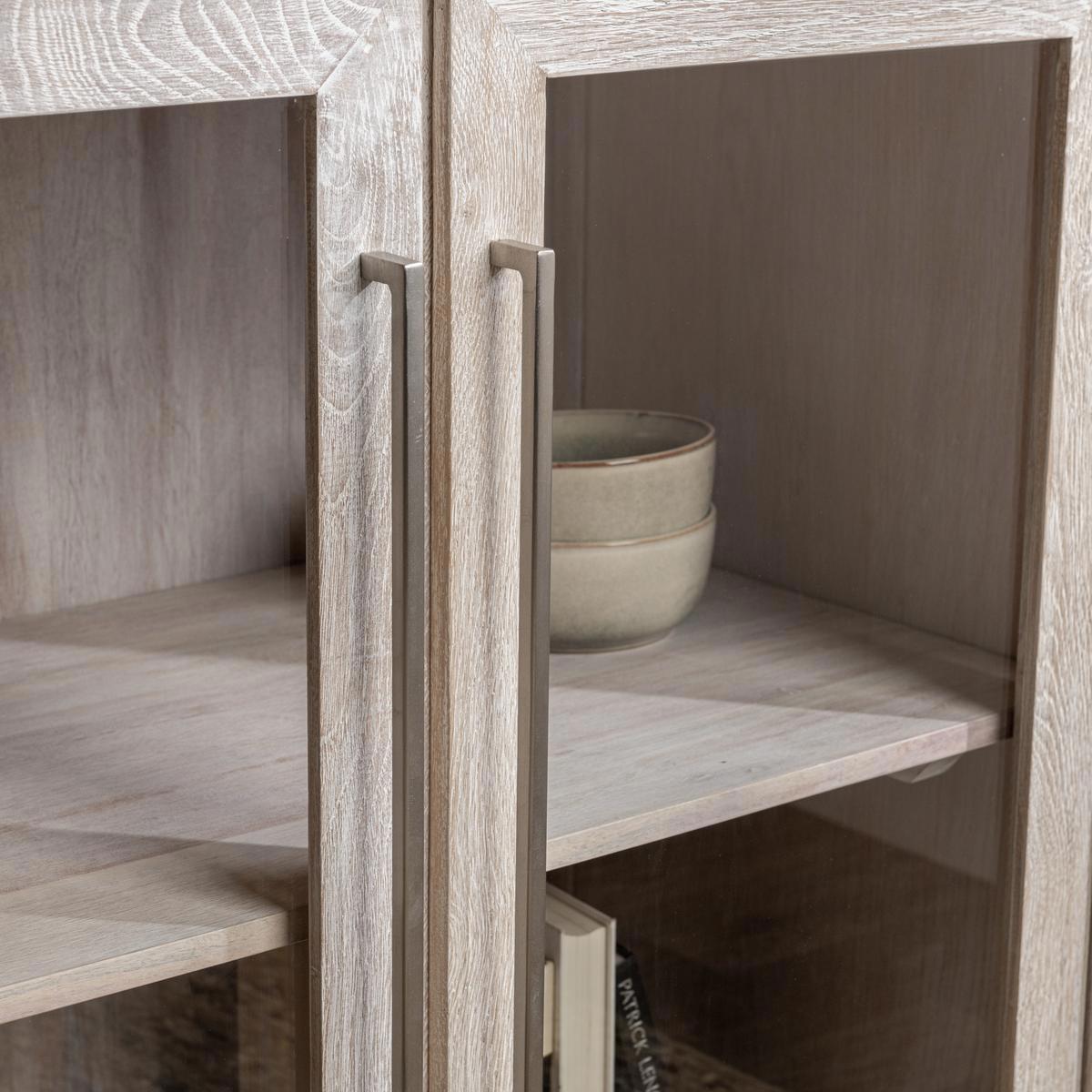 Bradley Oak Wood 2-Door Cabinet White Wash