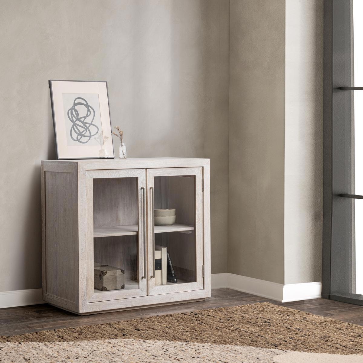 Bradley Oak Wood 2-Door Cabinet White Wash