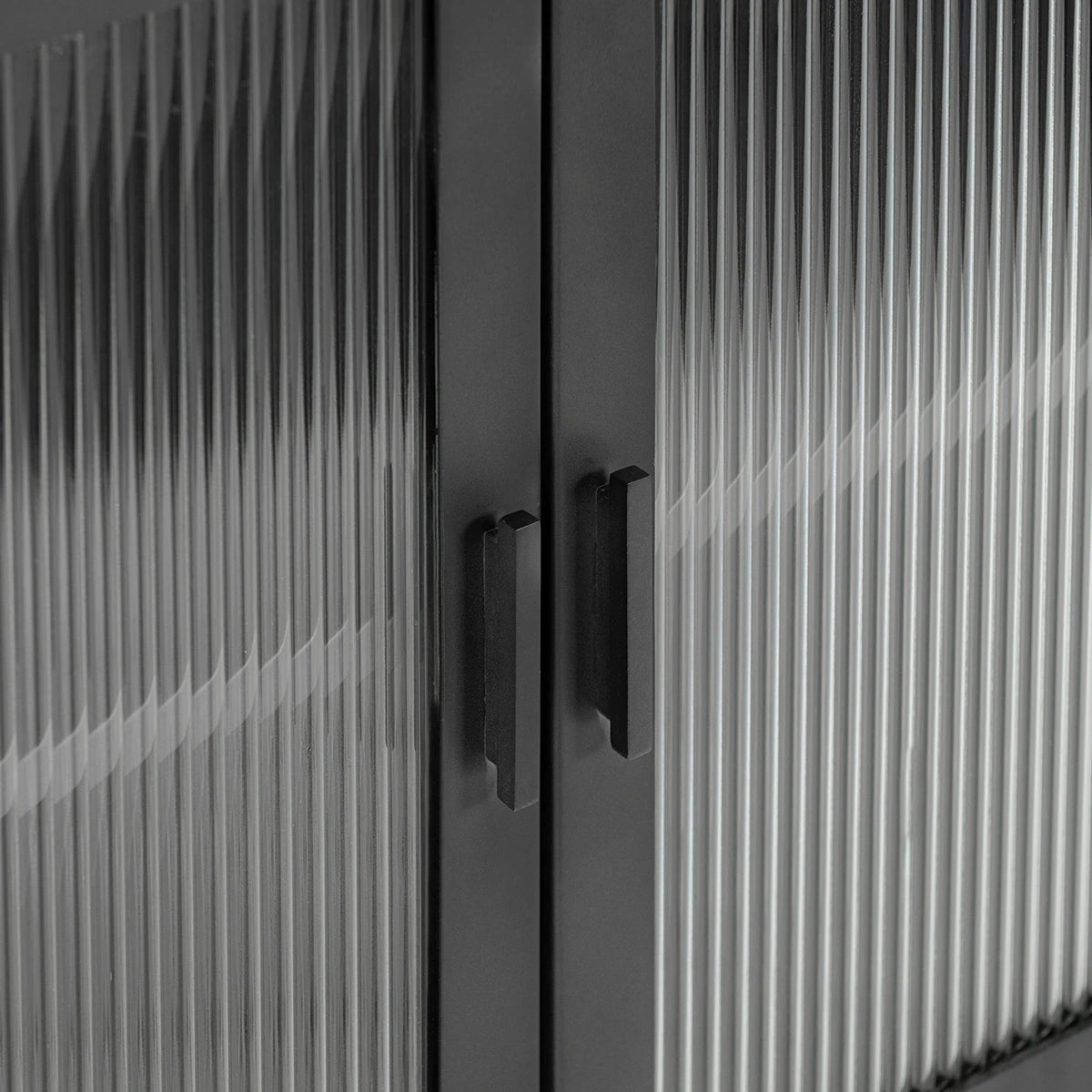 Nore Metal/Glass 2-Drawer 2-Door Cabinet Blackened Steel