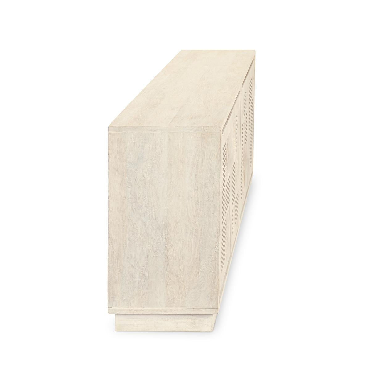 Lila Mango Wood 4-Door Buffet Coastal White