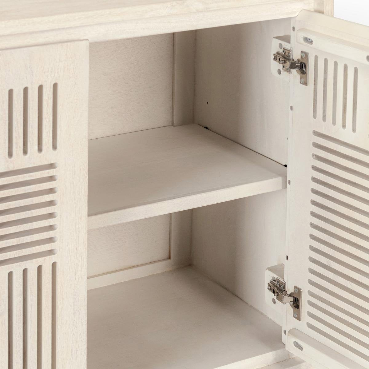 Lila Mango Wood 4-Door Buffet Coastal White