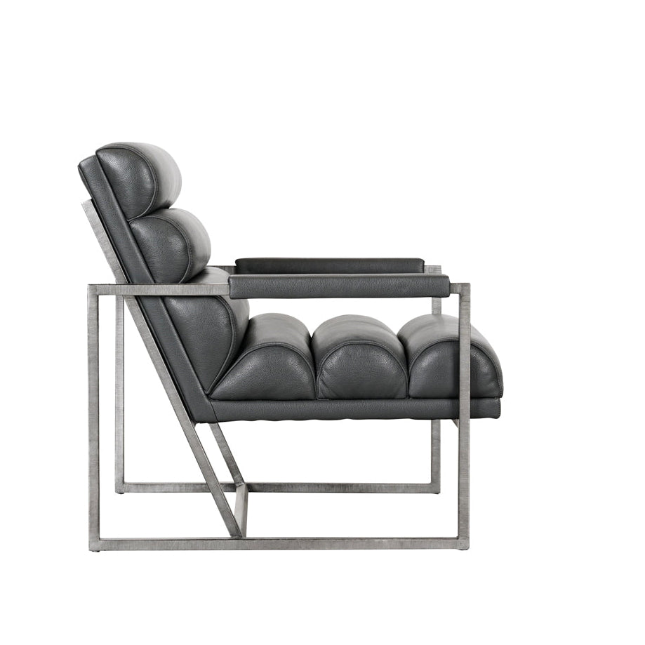 Top Grain Leather Charcoal Accent Chair "Topanga"
