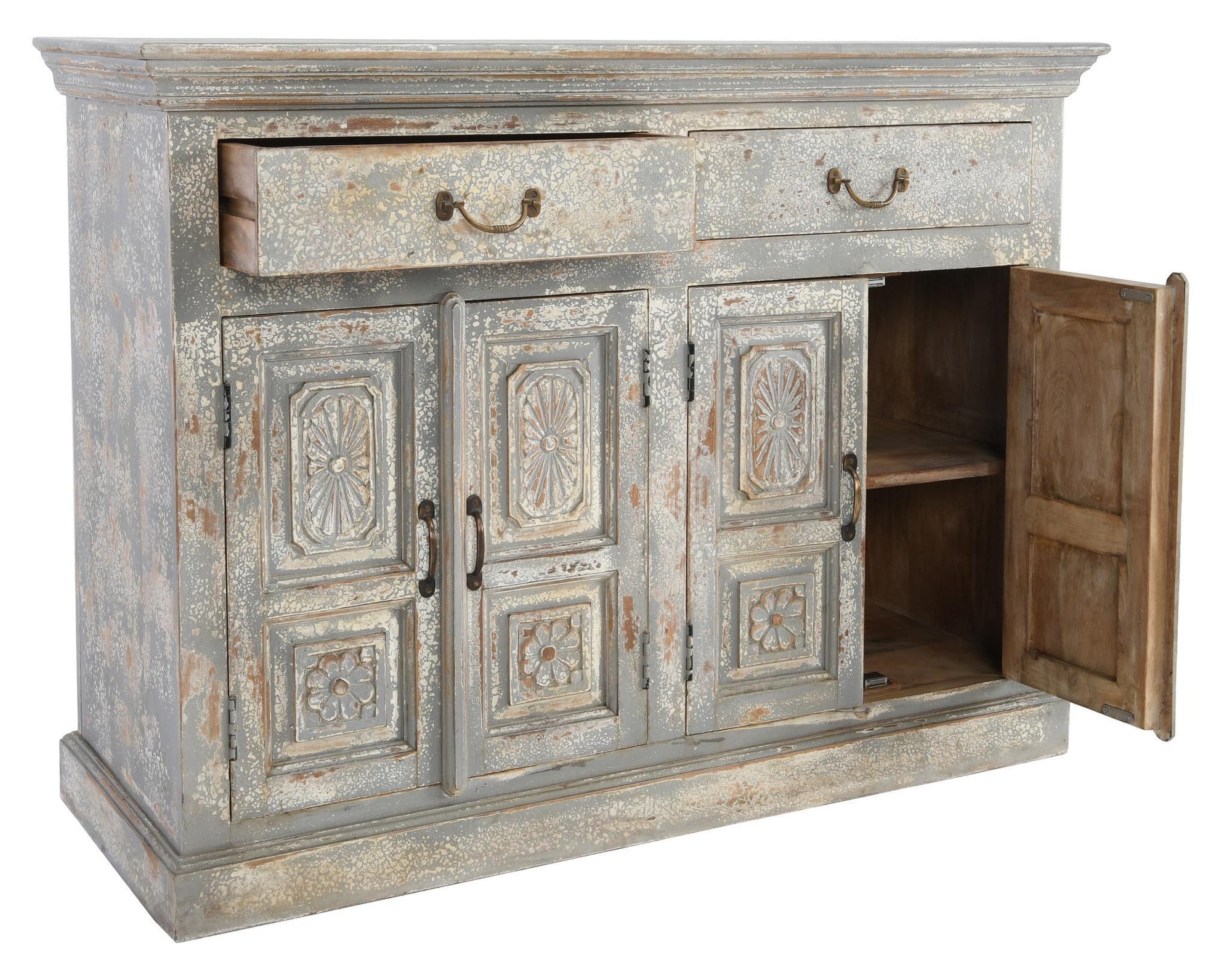 Mango Wood Sideboard 48&quot; 2-Drawer 4-Door