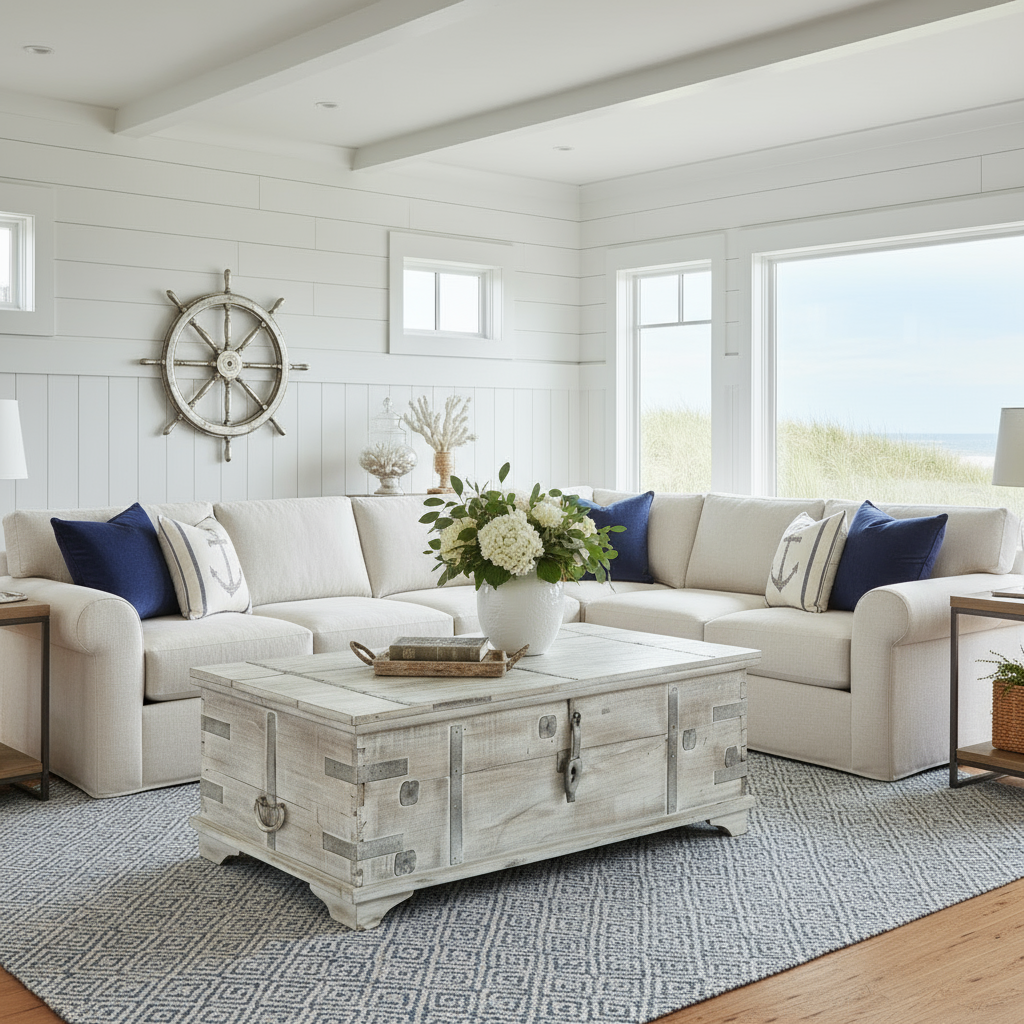 Alta Trunk Coffee Table Antique White