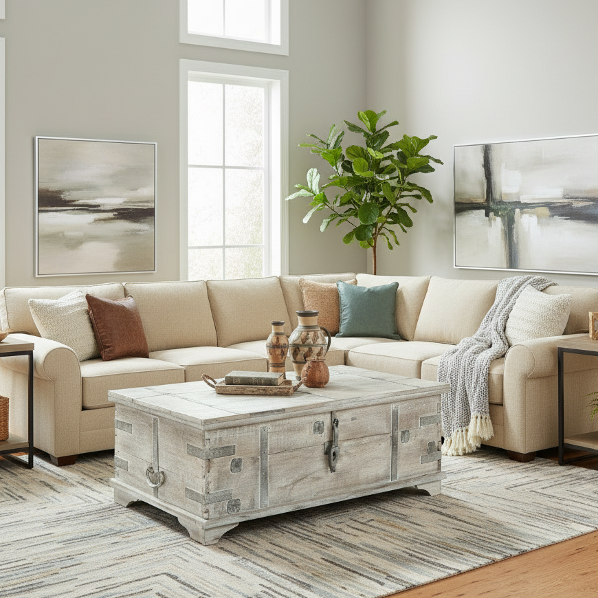 Alta Trunk Coffee Table Antique White