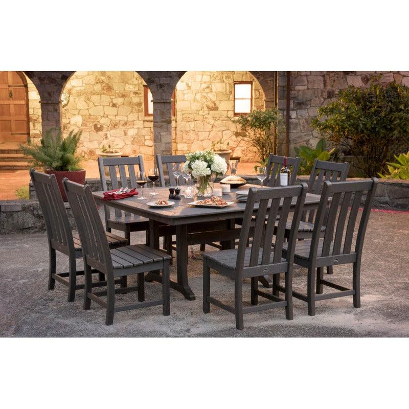 POLYWOOD Outdoor 59" Square Dining Table -  Farmhouse or Nautical Trestle Style ,  Counter or Dining  Height Table